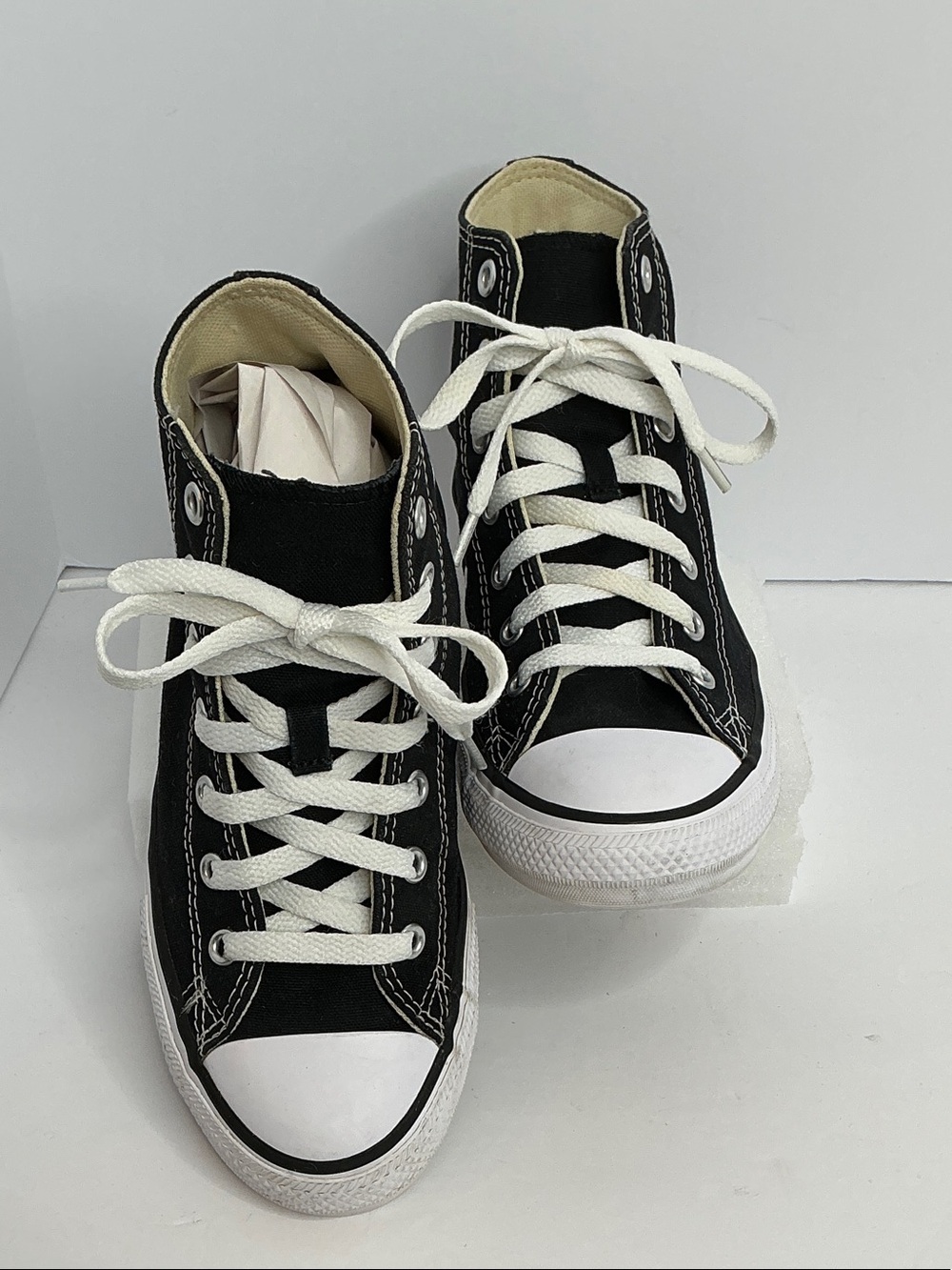 Black High-Top Kids Sneakers with White Accents